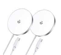 Lot de 2 chargeurs magnétiques, sans Fil, Station de Charge inductive Compatible avec iPhone 17e/17/16/15/14/13/12 Pro Max/Air/Plus/Pro, Chargeur sans Fil magnétique Rapide Blanc Neige