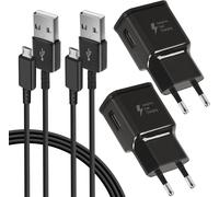 Lot De 2 Chargeurs Rapides Usb Avec Câble De Charge Micro Usb De 1,5 M Pour Samsung Galaxy S7/S6/S2 S3/S4/S5 Edge/J3/J7/Note 5, Note 4, Lg Stylo 2 3 Plus, Moto G5/E6/E5/E4