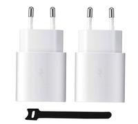 Lot de 2 chargeurs Rapides USB-C 25 W pour Samsung Galaxy A57, A56, A55, A54, A53, A52, A51, A36, A35, A34, A17, A16, A15, A05s, S26, S25, S24, S23, S22, S21, S20 FE, Z Fold/Flip 7/6 et tablettes