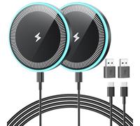 Lot de 2 chargeurs sans fil magnétiques Samsung de 1,8 m avec ports USB-C/A pour Samsung Galaxy S26 S25 Ultra/S24 FE/S23 Ultra/S22/S21/Z Google Pixel 9-7, technologie magnétique puissante