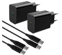 Lot de 2 chargeurs USB C 25 W avec câble de charge pour Samsung Galaxy A55 A16 A17 A56 A26 5G/A25 A35 S23 FE/S24 Plus Ultra S22/A54/A34 A53 A33 A23 A15 A14 iPhone 15/16 Bloc d'alimentation pour