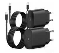 Lot de 2 chargeurs USB C pour iPhone 17/17 Pro/16 Pro Max/15 Pro/15 Plus, iPad, MacBook, Samsung, 20 W, adaptateur secteur USB C, chargeur rapide avec câble de charge rapide, 2 m, noir
