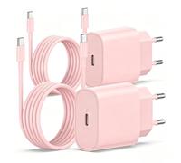 Lot de 2 chargeurs USB C pour iPhone 17/17 Pro/16 Pro Max/15 Pro/15 Plus, iPad, MacBook, Samsung, 20 W, adaptateur secteur USB C, chargeur rapide avec câble de charge rapide 2 m, rose