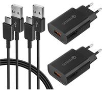 Lot De 2 Chargeurs Usb, Chargeur Rapide Alimentation Avec Câble Usb C Pour Samsung Galaxy S22, S21,S20 Fe, S10,S9,S8 Plus, A13 A53 A52 A54 A71 A32, Huawei, Chargeur Rapide D'Origine De Rempl[Z4891]