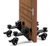 Lot de 2 chariots de porte robustes - Outil de levage réglable pour chariots de transport pré-suspendus et portes avant de 3,5 cm à 5,3 cm pour panneaux de déménagement de cloison sèche, noir