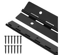 Lot de 2 charnières continues noires robustes de 20,3 cm avec 8 trous pré-percés et 12 vis pour sécuriser les portes d'armoires pliantes lourdes, couvercles en bois