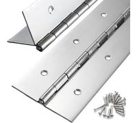 Lot de 2 charnières de piano robustes de 91,4 cm x 7,6 cm de large, véritable charnière de piano en acier inoxydable de 0,15 cm d'épaisseur pour armoire, porte, boîte à outils, boîte en bois, plaque