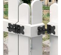 Lot de 2 charnières de portail à fermeture automatique pour clôtures en bois en acier massif très résistant réglables de 0,6 cm à 3,2 cm avec tension à ressort et revêtement noir pour vinyle ou