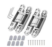 Lot de 2 charnières de porte cachées réglables à 180° : charnières | Charnières invisibles réglables à 3 voies avec capacité de 40 kg pour portes en bois et battantes - Argent