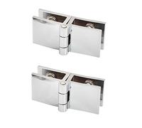 Lot de 2 charnières de porte de bibliothèque en verre, pivot à 180°, clip bilatéral, facile à installer, pince en verre, pratique, durable, charnière de porte d'armoire, meubles de salle de bain