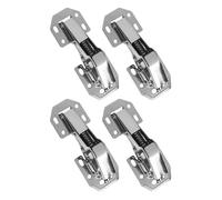 Lot de 2 charnières de porte de cuisine dissimulées avec plaque de montage, demi-charnière en acier inoxydable pour meubles, placard, argent, 112,5 x 43 mm