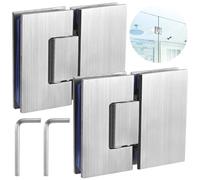 Lot de 2 charnières de porte de douche en verre à 180 degrés sans cadre pour 8 mm-12 mm, charnières de porte en acier inoxydable, charnières de porte de salle de bain robustes