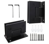 Lot de 2 charnières de porte de douche en verre à 90 degrés avec matériel de montage, pince de porte de salle de bain en acier inoxydable pour verre de 9,5 mm à 1,27 cm, noir