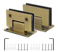 Lot de 2 charnières de porte en verre, charnières de porte en verre en acier inoxydable 304, charnières de douche en bronze à 90°, pince en verre de salle de bain bidirectionnelle de 8 à 12 mm