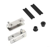 Lot de 2 charnières de porte en verre de qualité supérieure en acier inoxydable, installation par perçage, pour verre de 5 à 6 mm (argenté)
