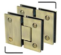 Lot de 2 Charnières de Porte en Verre en Acier Inoxydable 304, Charnières de Douche en Bronze à 180 °, Pince en Verre de Salle de Bain Bidirectionnelle de 8 à 12 Mm