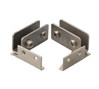Lot de 2 charnières de porte en verre non perforées - Clip en acier inoxydable pour vitrine de douche de 5 à 8 mm - Matériel facile à installer pour salle de bain et cuisine - Argenté