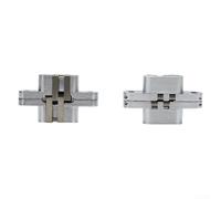 Lot de 2 charnières de porte robustes et invisibles, design croix dissimulée à 180 degrés avec vis (13 x 60 mm)
