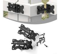Lot de 2 charnières en T en métal à fermeture automatique très résistantes, réglables à 90 degrés, avec vis d'installation et outil de réglage de balançoire, noir