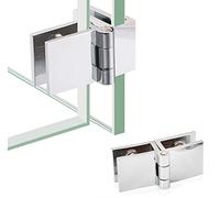 Lot de 2 charnières en verre à 180 ° - Support de charnière de porte de douche - 5-8 mm - Pince de porte en verre - Sans perçage - Connexion verre à verre pour vitrines, portes en verre, couvercle