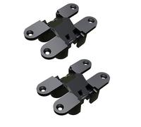Lot de 2 charnières invisibles dissimulées en croix for porte pliante à 180 degrés for armoire, placard avec vis(Black,2)