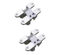 Lot de 2 charnières invisibles dissimulées en croix for porte pliante à 180 degrés for armoire, placard avec vis(Silver,3)