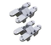 Lot de 2 charnières invisibles dissimulées en croix for porte pliante à 180 degrés for armoire, placard avec vis(Silver,6)