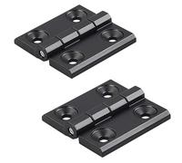 Lot de 2 charnières noires en alliage de zinc - 60 x 60 mm - Charnières profilées en aluminium - Kit d'installation pour profilé d'extrusion en aluminium 2020 - 6 mm