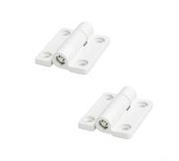 Lot de 2 charnières rotatives contrôlées par couple avec déplacement amorti lisse et verrouillage d'angle à la demande pour applications domestiques et installations (26 x 22 mm, blanc)