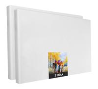 Lot de 2 châssis de 50 x 70 cm - Toile blanche en polyester à peindre, prête à l'emploi, convient pour les peintures acryliques ou textiles, fournitures de projet de bricolage pour les peintres et les