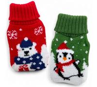 Lot de 2 chauffe-mains avec housse en tricot ou housse en polaire, chauffe-mains contre les mains froides en hiver (ours polaire et pingouin)