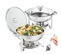 Lot de 2 Chauffe-Plat Buffet - VEVOR - 2 Bacs Ronds de 3,5 L Chauffant à Combustible