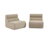 Lot de 2 chauffeuses bouclette texturée beige 1 place - L 81 x P 99 x H 75cm - Nova