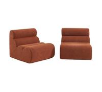Lot de 2 chauffeuses bouclette texturée terracotta 1 place - L 81 x P 99 x H 75cm - Nova