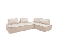 Lot de 2 chauffeuses DAO 2 places pour canapé modulable tissu capitonné crème