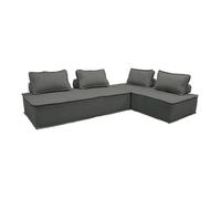 Lot de 2 chauffeuses DAO 2 places pour canapé modulable tissu capitonné gris foncé