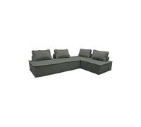 Lot de 2 chauffeuses DAO 2 places pour canapé modulable tissu capitonné gris foncé