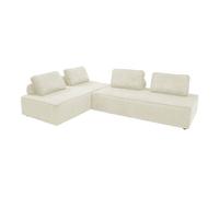 Lot de 2 chauffeuses LAO 2 places pour canapé modulable velours côtelé crème. L 180 x P 90 x H 78cm