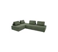 Lot de 2 chauffeuses LAO 2 places pour canapé modulable velours côtelé vert L 180 x P 90 x H 78cm