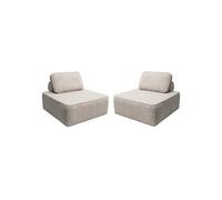 | Lot de 2 chauffeuses pour canapé modulable tissu bouclette beige 1 place Bao L 90 x P 90 x H 74cm