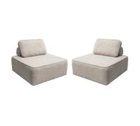 Lot de 2 chauffeuses pour canapé modulable tissu bouclette beige 1 place Bao. L 90 x P 90 x H 74cm