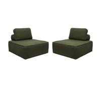 Lot de 2 chauffeuses pour canapé modulable tissu bouclette kaki 1 place Bao. L 90 x P 90 x H 74cm