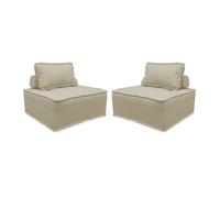 sweeek - Lot de 2 chauffeuses pour canapé modulable Tissu capitonné Beige avec Un Coussin