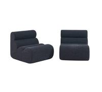 Lot de 2 chauffeuses tissu effet alpaca bleu foncé 1 place - L 81 x P 99 x H 75cm - Nova
