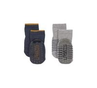 Lässig Mixte bébé Lot de 2 Chaussettes Antidérapantes Chaussette pour chausson, Bleu/Gris, 19-22 EU