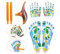 Lot de 2 chaussettes avec zones réflexes avec outils de massage et gants | Zones réflexes des pieds et massage au point de pression pour les pieds - 40-45 Gua Sha