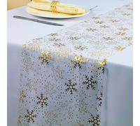 Lot de 2 chemins de Table de Noël en Forme de Flocon de Neige doré - 274,3 cm x 2 - Paillettes dorées - Décorations pour Festival, Vacances, Maison, fête saisonnière Snowkingdom