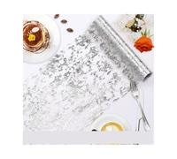 Lot de 2 chemins Table Scintillants en Feuille métallique à Paillettes, Maille Fine, for décoration fête, d'anniversaire, Mariage ou Noël pour Decoration(Silver,28cmx1000cm)
