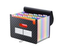 Lot de 2 chemises extensibles à 12 pochettes, organiseur accordéon avec onglets colorés, porte-documents A4 portable for le bureau et la maison Pour Bureau
