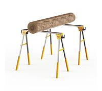 Lot de 2 chevalet de sciage pliables en métal, 1200 kg, 2 x 4 bras de support, 6 niveaux réglables en hauteur (28 à 35 cm), support industriel en forme de A pour ateliers et chantiers de construction